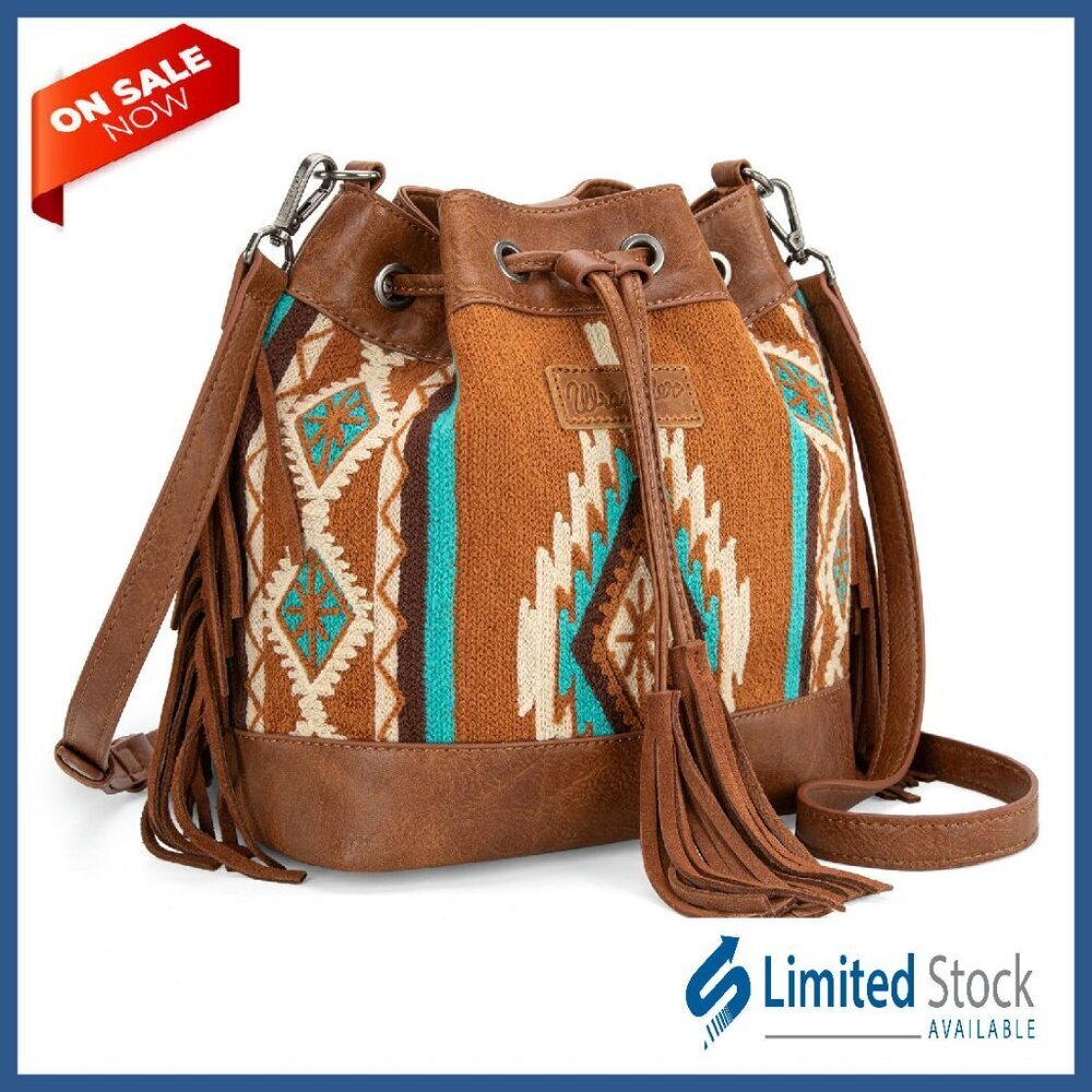 Vegan Leather Aztec Tapestry Hobo Bag with Card Slots & Zippered Pocket
